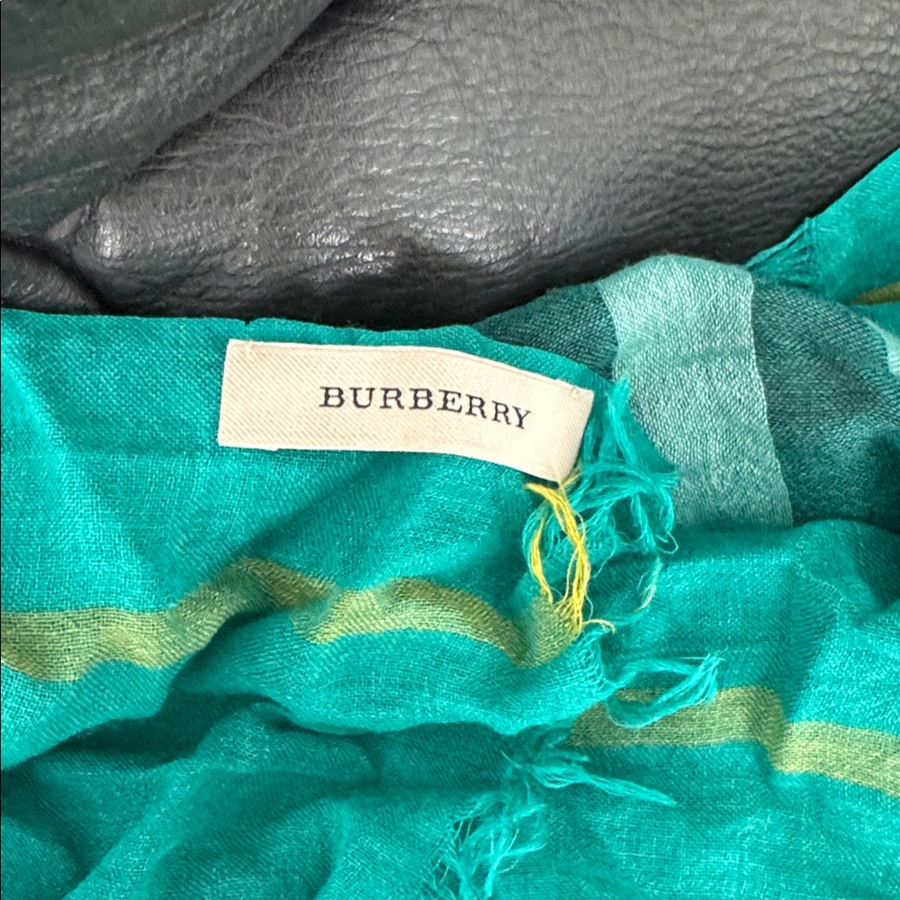 Burberry Checkered Scarfs in Pink and Teal and Green and Black - Picture 3 of 3